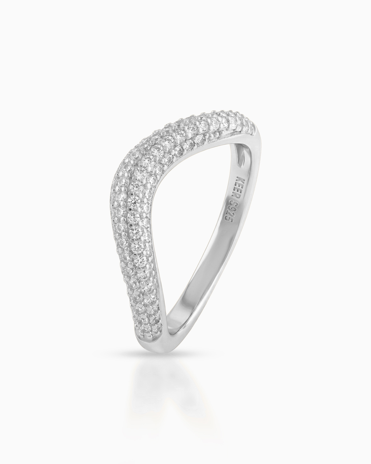 Crest Pavé Band Ring | Rhodium Plated - Image 3