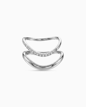 Drift Double Band Ring | Rhodium Plated