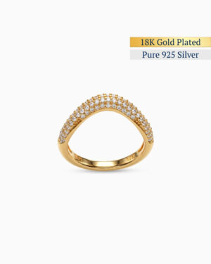 Crest Pavé Band Ring | 18K Gold Plated