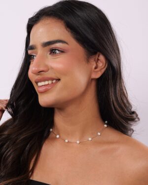The Interval Pearl Necklace 16 inch | Rhodium Plated