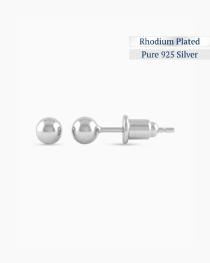 Sphere Studs Earrings | Rhodium Plated