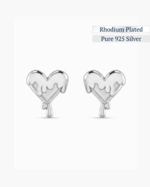 Thaw Heart Studs Earrings | Rhodium Plated