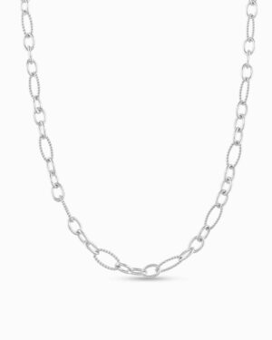 Alterna Links Necklace | Rhodium Plated