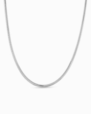 Serpentine Slim Necklace | Rhodium Plated
